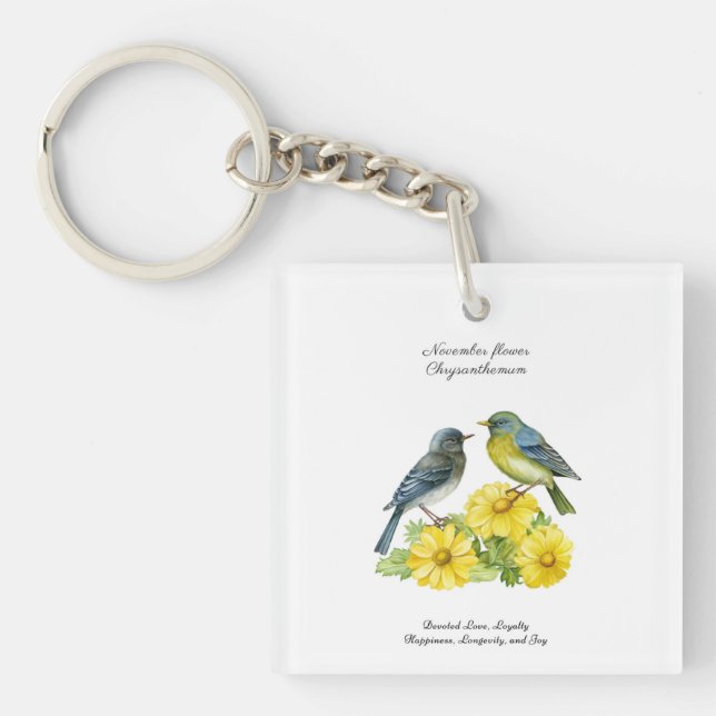 Porte-clefs Novembre Mois de naissance Fleur Chrysanthème Oise (Devant)