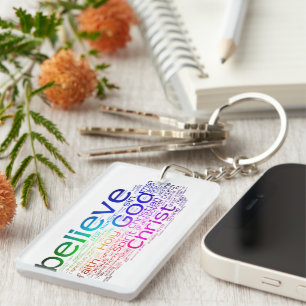 Porte-clefs nuage de mots chrétiens