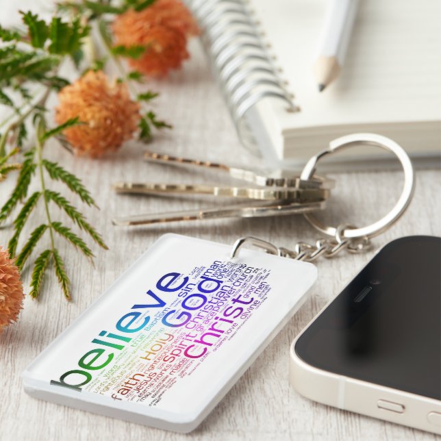 Porte-clefs nuage de mots chrétiens (Devant droit)