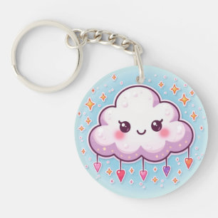 Porte-clefs Nuage Souriant Étincelant – Pastel Kawaii