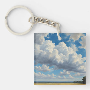 Porte-clefs Nuages blancs et ciel bleu clair