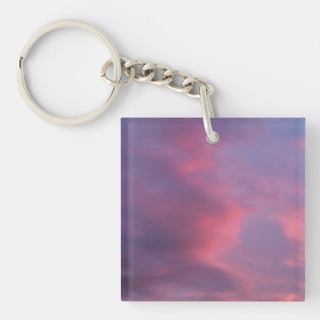 Porte-clefs Nuages roses bleus (Devant)