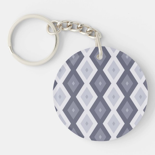 Porte-clefs Nuances de bleu gris motif diamant (Devant)