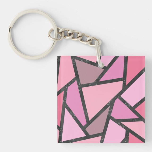 Porte-clefs Nuances de motif en vitrail de corail (Devant)