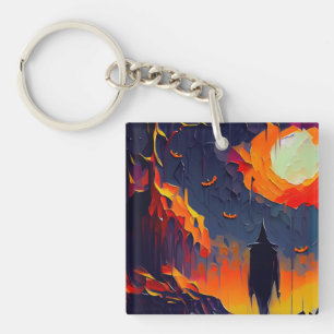 Porte-clefs Nuit Abstraite d'Halloween moderne