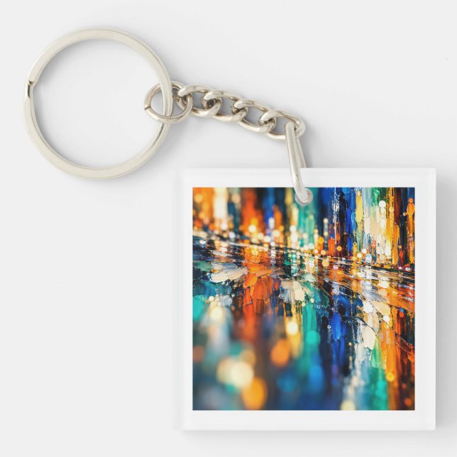 Porte-clefs Nuit de ville abstraite (Devant)