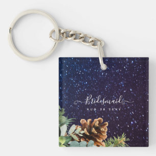 Porte-clefs Nuit étoilée Eucalyptus bleu chardon hiverMariage