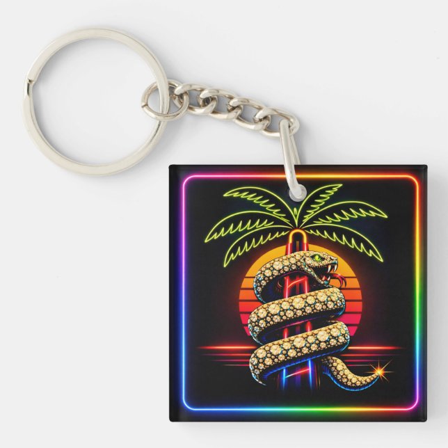 Porte-clefs Nuits néon de Miami Diamant opulence Luxe  (Devant)
