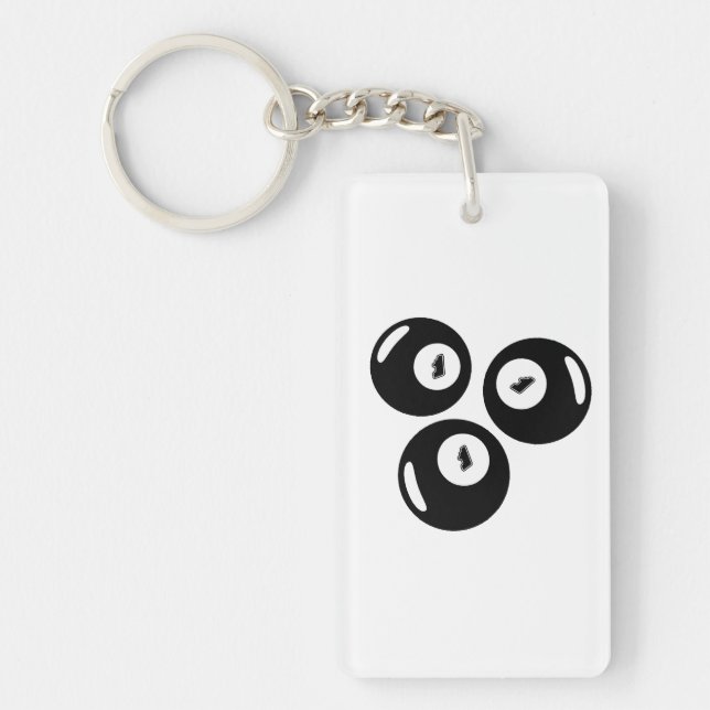 Porte-clefs Numéro Chanceux 111 Boules Noires (Devant)