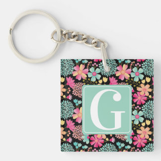 Porte-clefs Numéro de balise de la clé de peinture florale ini