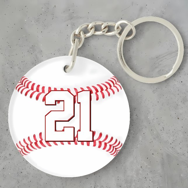 Porte-clefs Numéro ou initiales du joueur de baseball personna (Personalized baseball keychain with custom player jersey number, initials or letters.)