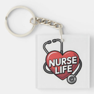 Porte-clefs "Nurse Life" Design graphique avec coeur