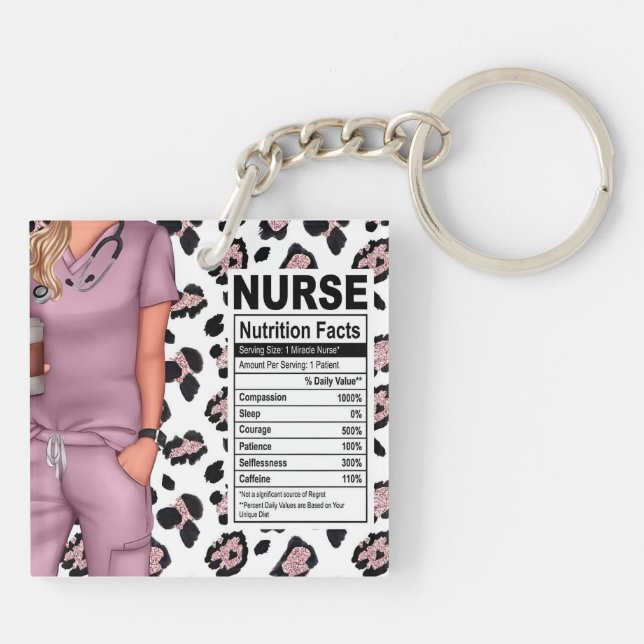Porte-clefs Nurse Nutrition Fact Étiquette Porte - clé acryliq (Dos)