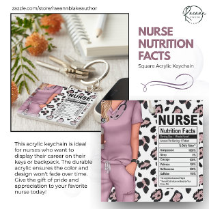 Porte-clefs Nurse Nutrition Fact Étiquette Porte - clé acryliq