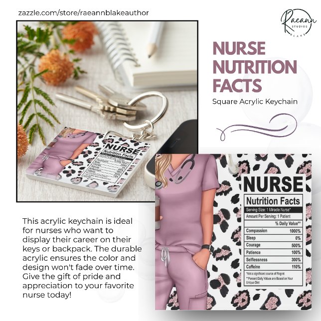 Porte-clefs Nurse Nutrition Fact Étiquette Porte - clé acryliq (Créateur téléchargé)