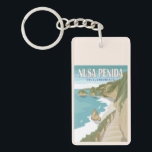 Porte-clefs Nusa Penida Beach Bali Indonésie Vintage<br><div class="desc">Conception vectorielle vintage de Bali. C'est une île au sud-est de l'île indonésienne Bali et un district de la régence de Klungkung qui comprend la petite île voisine de Nusa Lembongan et douze îles encore plus petites.</div>