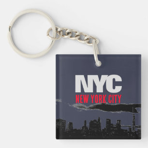 Porte-clefs NYC New York City USA Retro Vintage Navy Blue