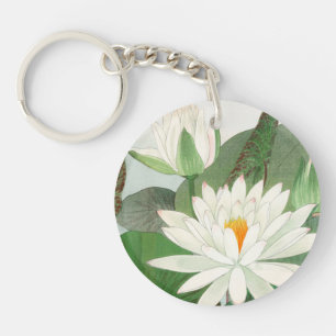 Porte-clefs Nymphaea lotus, gravure sur bois japonaise, 1917