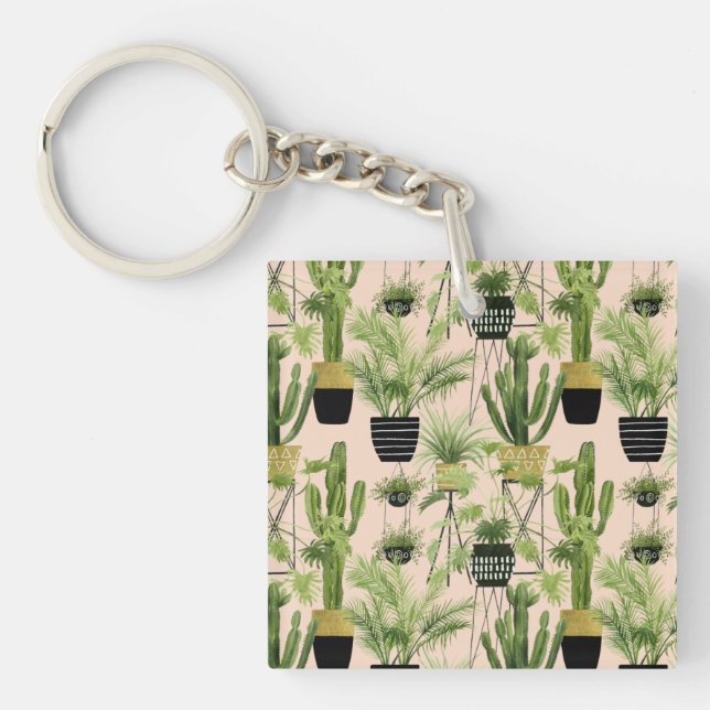 Porte-clefs Oasis intérieure | Motif de ligne Plante (Devant)