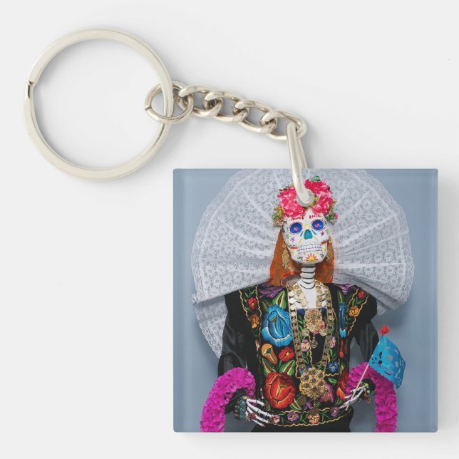 Porte-clefs Oaxaca Calavera Catrina Tehuana (Devant)