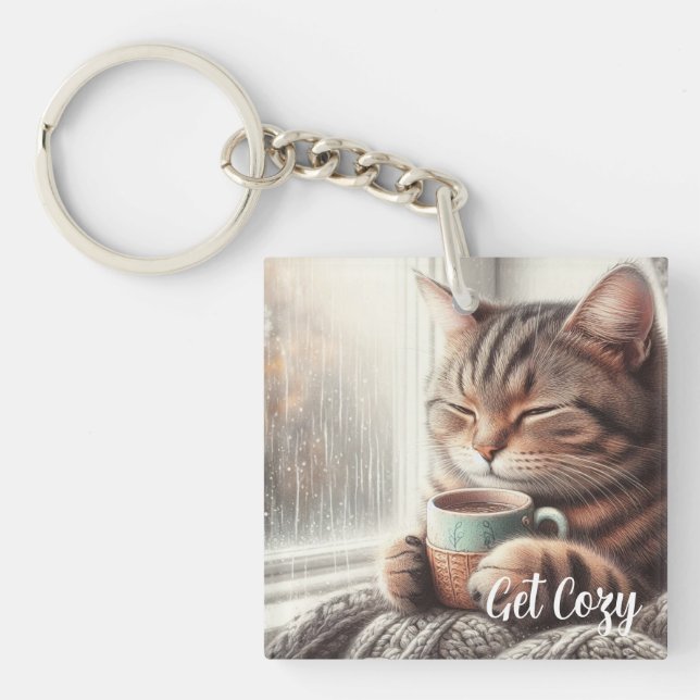 Porte-clefs Obtenez un chat confortable (Devant)