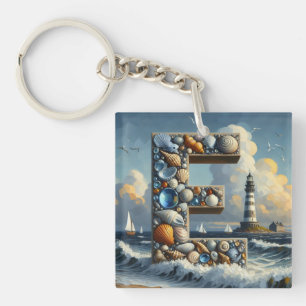Porte-clefs Ocean Seashore Phare Voilier Monogram E