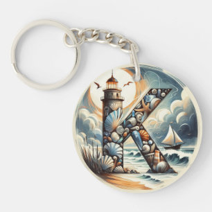 Porte-clefs Ocean Seashore Phare Voilier Monogram K