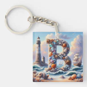 Porte-clefs Ocean Seashore Phare Voilier Monogramme B