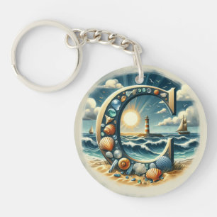 Porte-clefs Ocean Seashore Phare Voilier Monogramme C