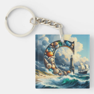 Porte-clefs Ocean Seashore Phare Voilier Monogramme C