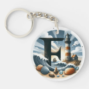 Porte-clefs Ocean Seashore Phare Voilier Monogramme F