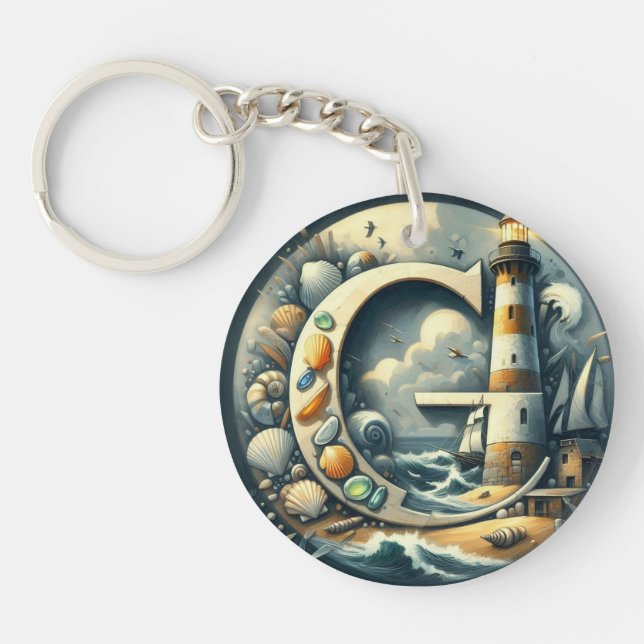 Porte-clefs Ocean Seashore Phare Voilier Monogramme G (Devant)