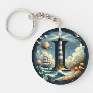 Porte-clefs Ocean Seashore Phare Voilier Monogramme I