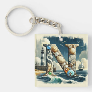 Porte-clefs Ocean Seashore Phare Voilier Monogramme N