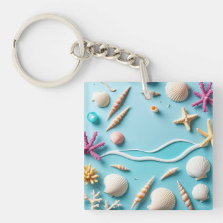 Porte-clefs Ocean-Themed Keychain – Sea Life Design with Shell
