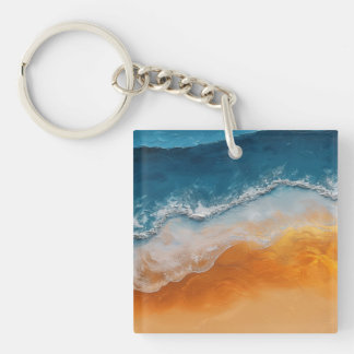Porte-clefs Ocean Waves & Golden Sand - Plage Art Cadeau Côtie