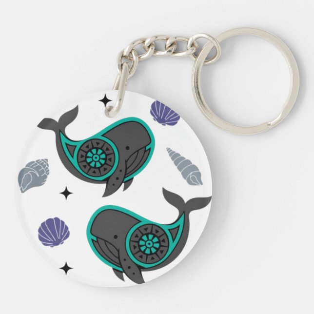 Porte-clefs Ocean Whale & Seashell Porte - clé acrylique - Cal (Dos)