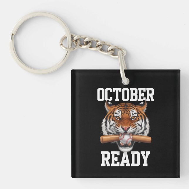 Porte-clefs Octobre Prêt pour le baseball Tiger Ready 2024 (Devant)