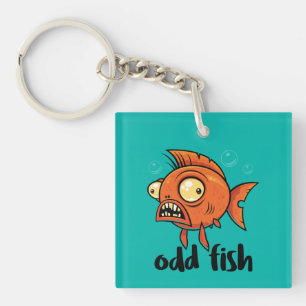 Porte-clefs Odd Fish Quirky Funny Orange Goldfish Cartoon