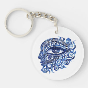 Porte-clefs Oeil mal grec Abstrait avec clé grecque