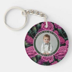Porte-clefs Œillet floral amour artistique mémoire