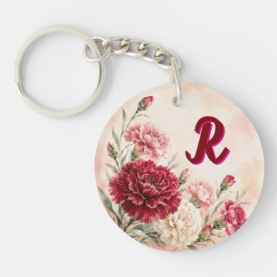 Porte-clefs Œillet personnalisé de janvier, fleur de naissance