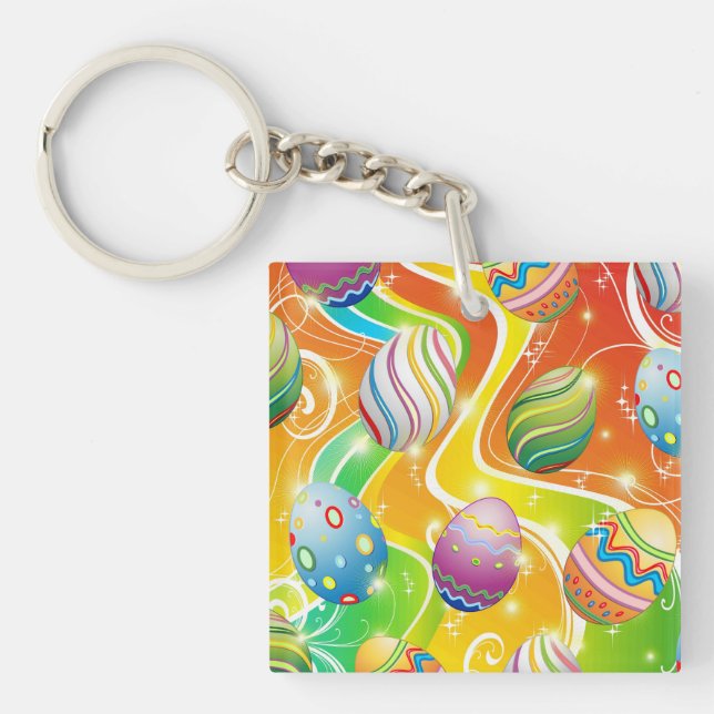 Porte-clefs Œufs de Pâques Motif Festif (Devant)