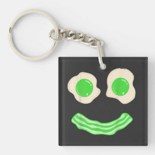 Porte-clefs Oeufs verts Jambon Smile Face Brunch Petit déjeune
