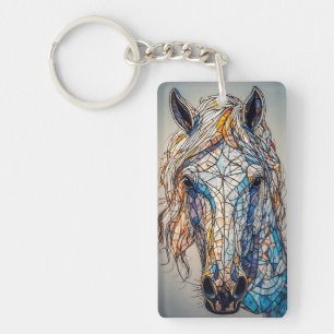 Porte-clefs Œuvre d'art de cheval en mosaïque de verre coloré