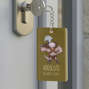 Porte-clefs Œuvre d'art d'un axolotl avec un guerrier gladiate