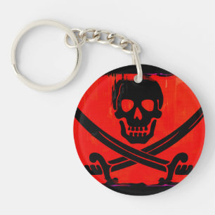 Porte-clefs Œuvre d'art effrayante de crâne avec épées croisée