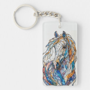 Porte-clefs Œuvre d'art en mosaïque de verre cheval