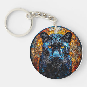Porte-clefs Œuvre d'art en verre coloré Majestueux Panthère