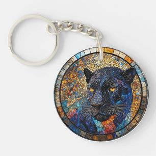 Porte-clefs Œuvre d'art en verre coloré Majestueux Panthère